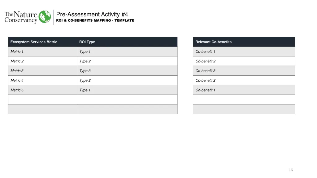 pre assessment activity 4 roi co benefits mapping 1