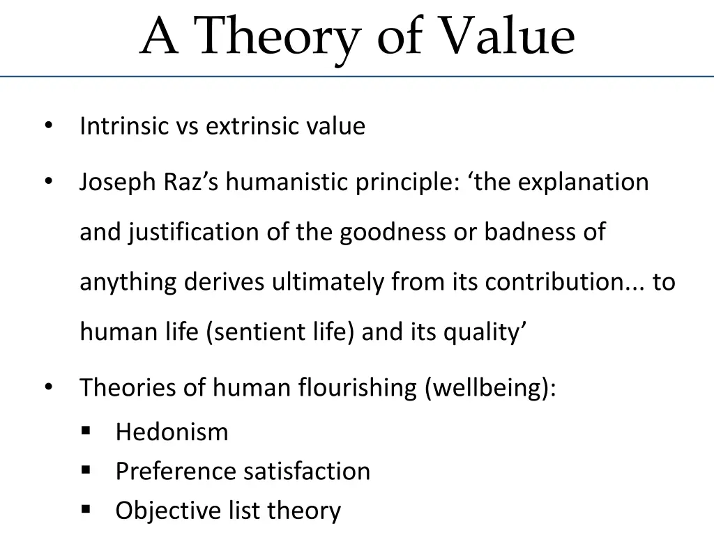 a theory of value