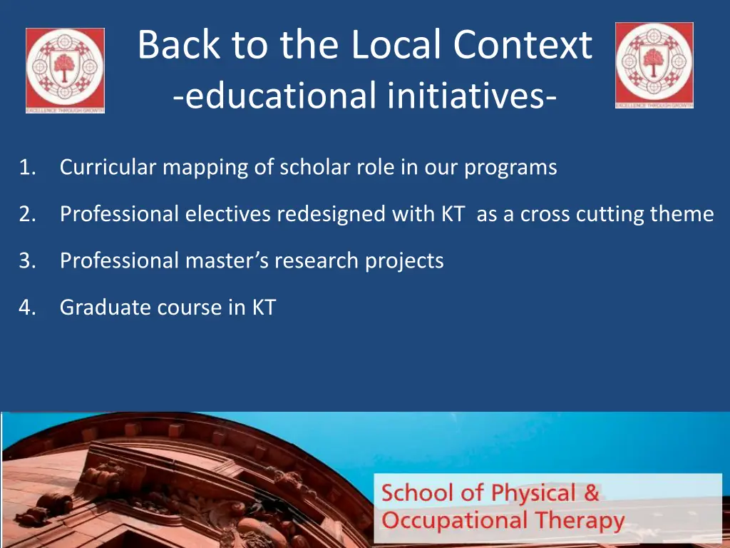 back to the local context educational initiatives