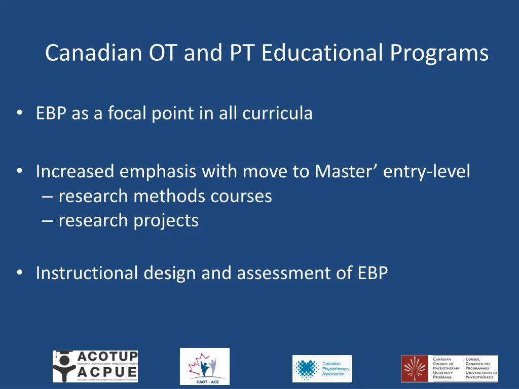 canadian ot and pt educational programs