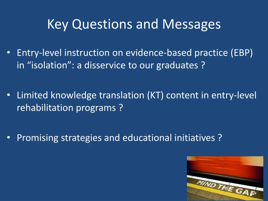 key questions and messages