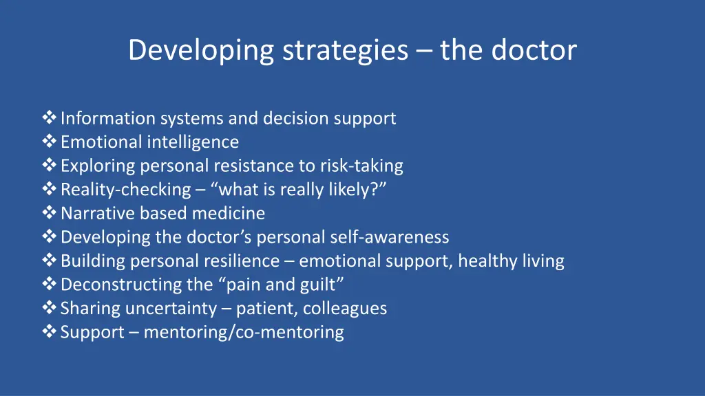 developing strategies the doctor