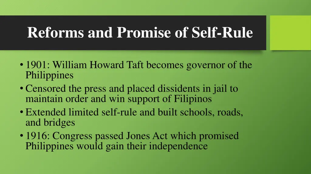 reforms and promise of self rule