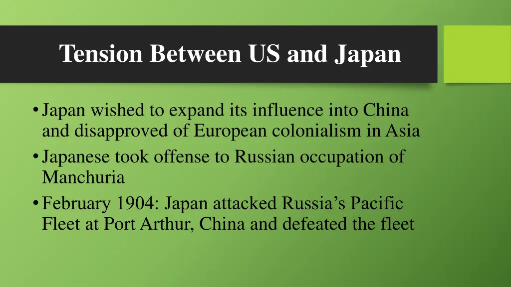 tension between us and japan