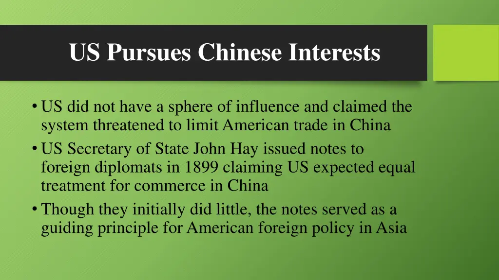 us pursues chinese interests 1