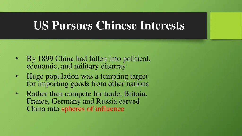 us pursues chinese interests