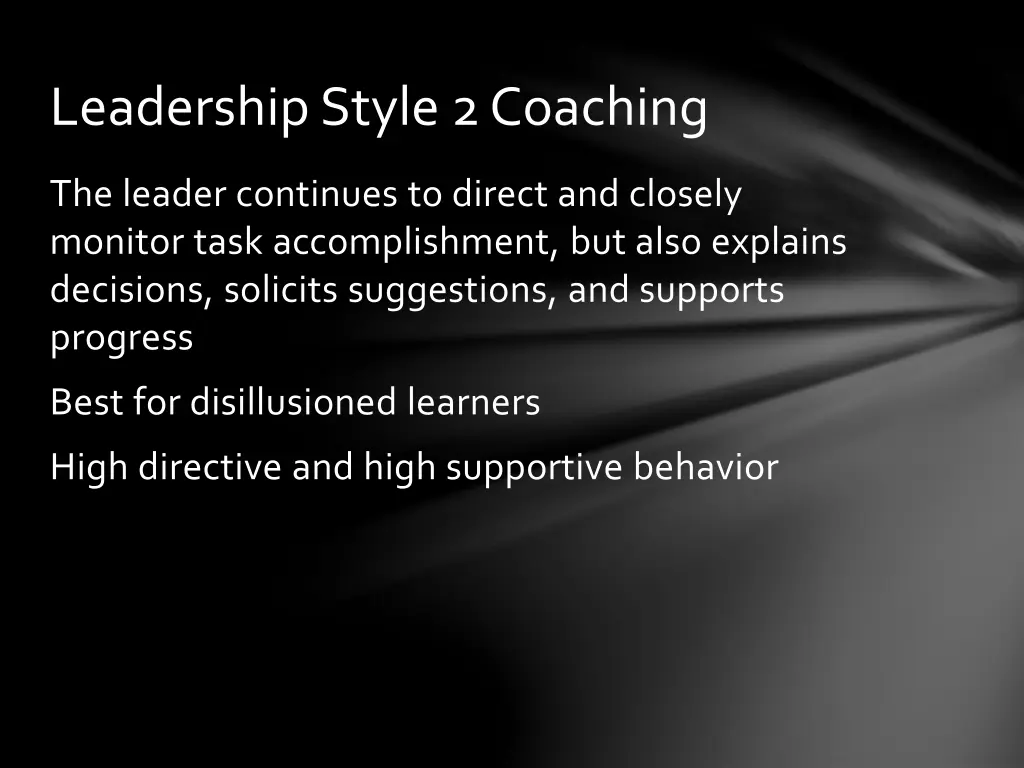 leadership style 2 coaching