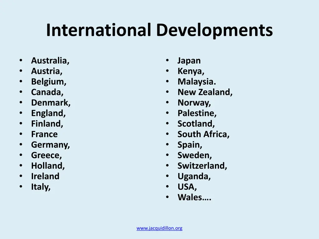 international developments