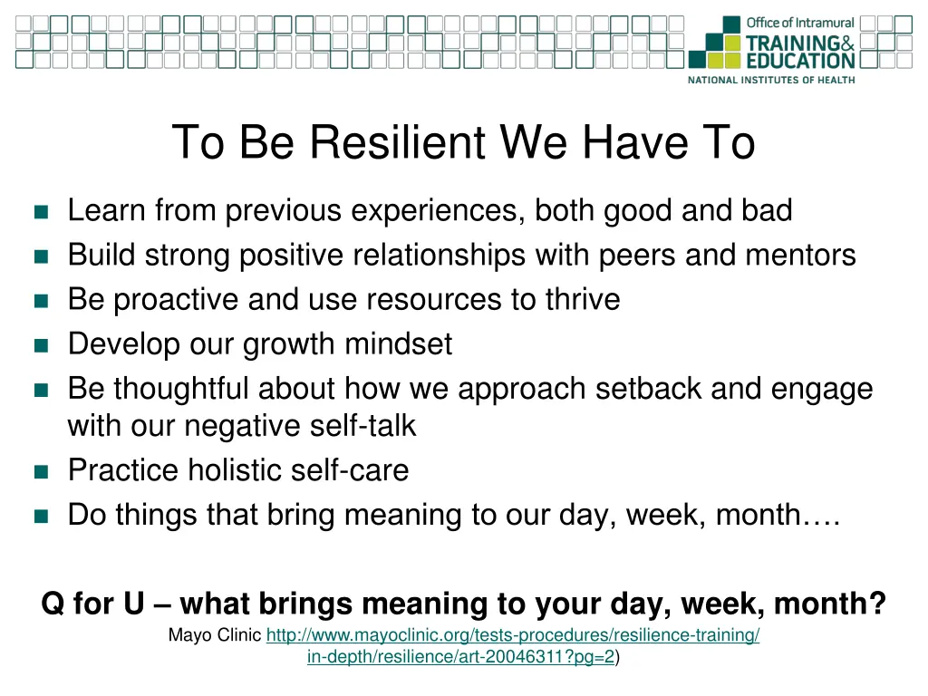 to be resilient we have to 1