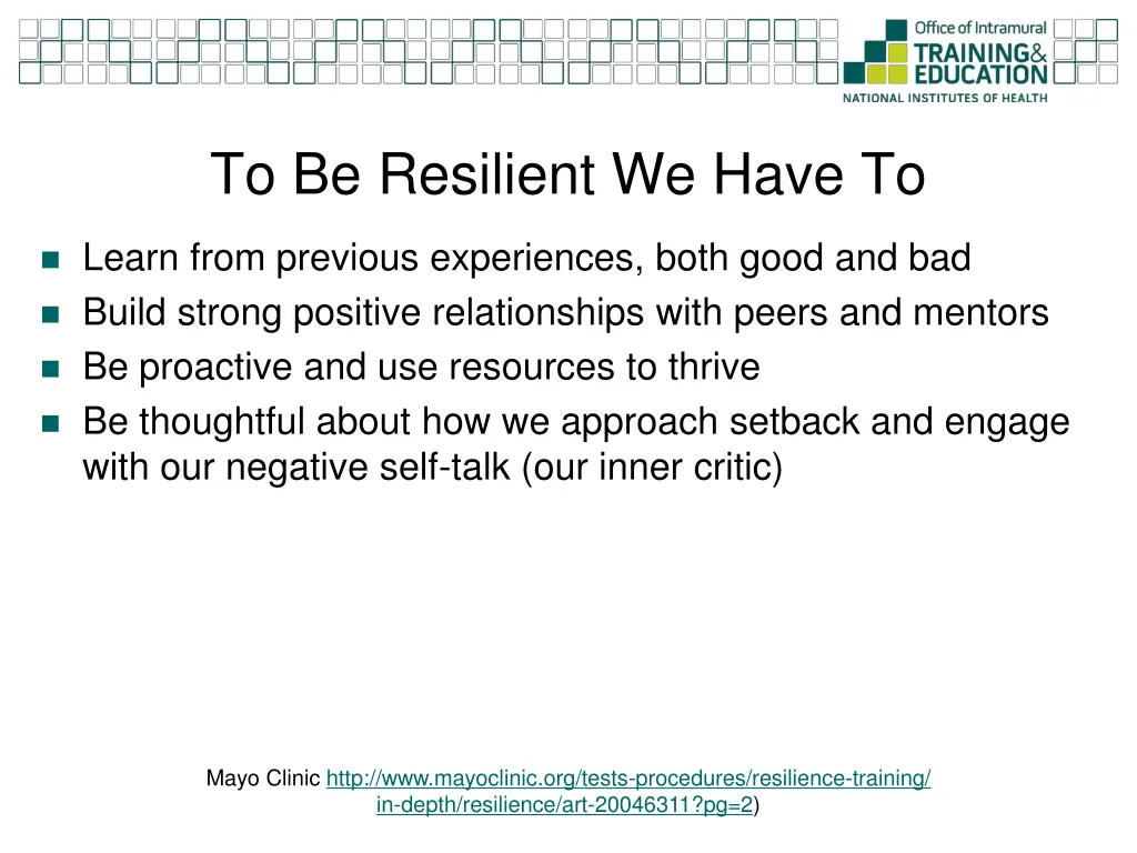 to be resilient we have to