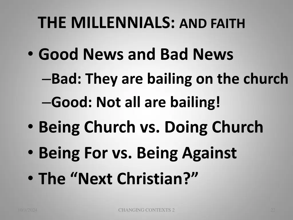 the millennials and faith