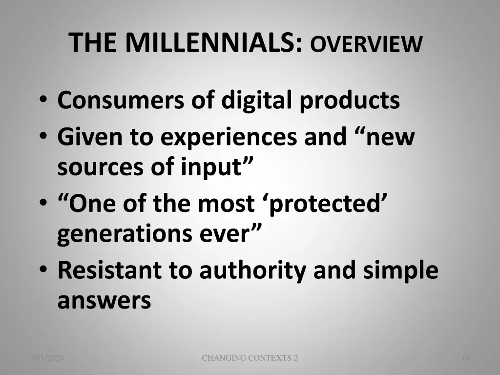 the millennials overview 2