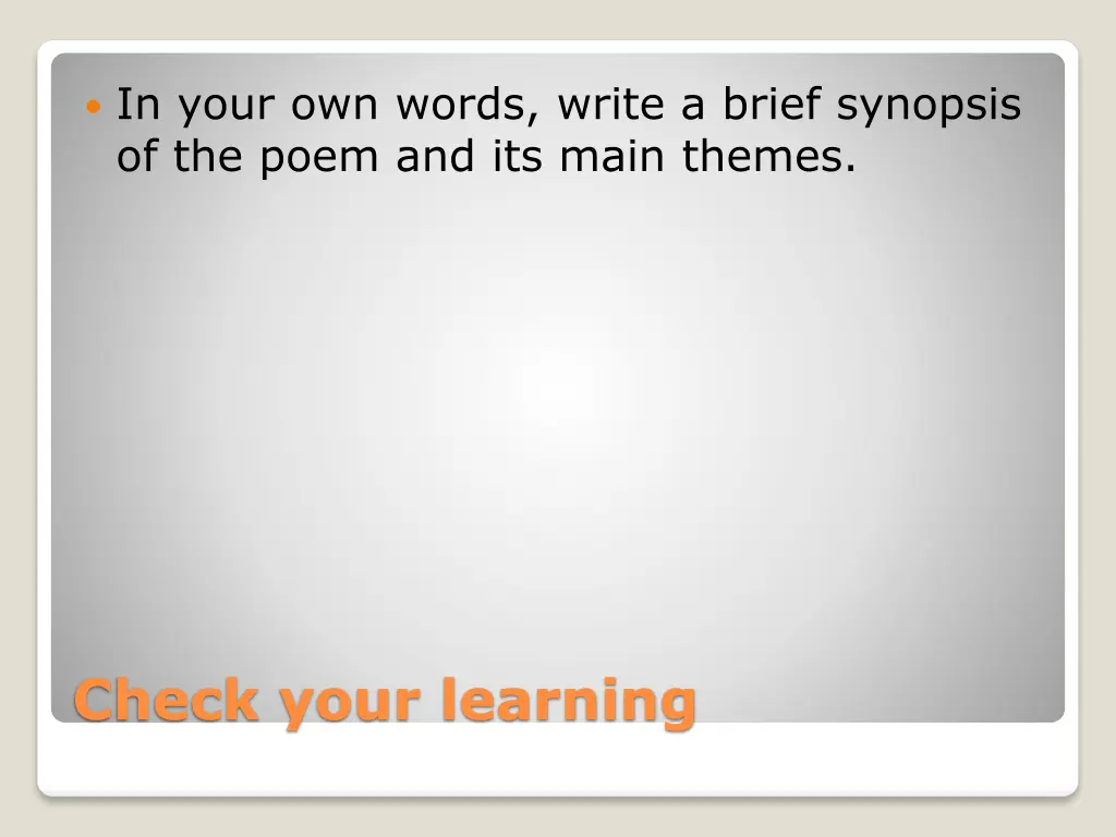 in your own words write a brief synopsis