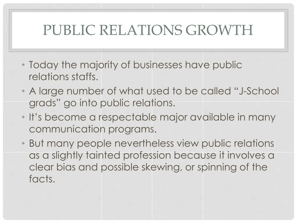 public relations growth