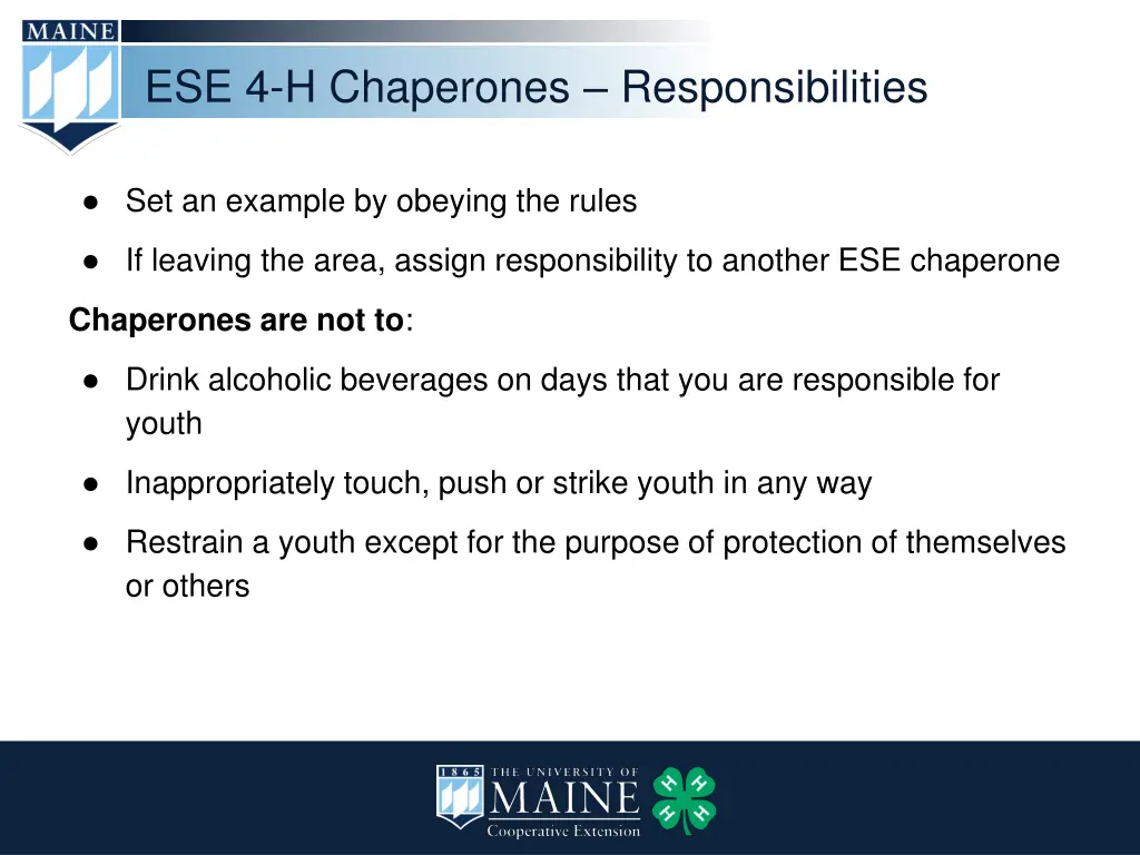 ese 4 h chaperones responsibilities 1