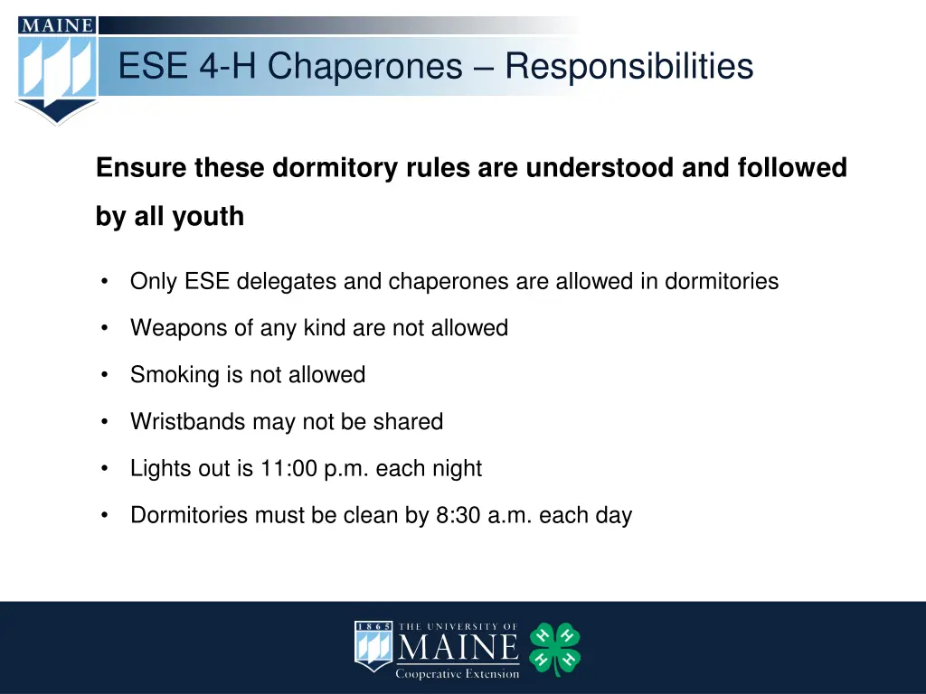 ese 4 h chaperones responsibilities 2