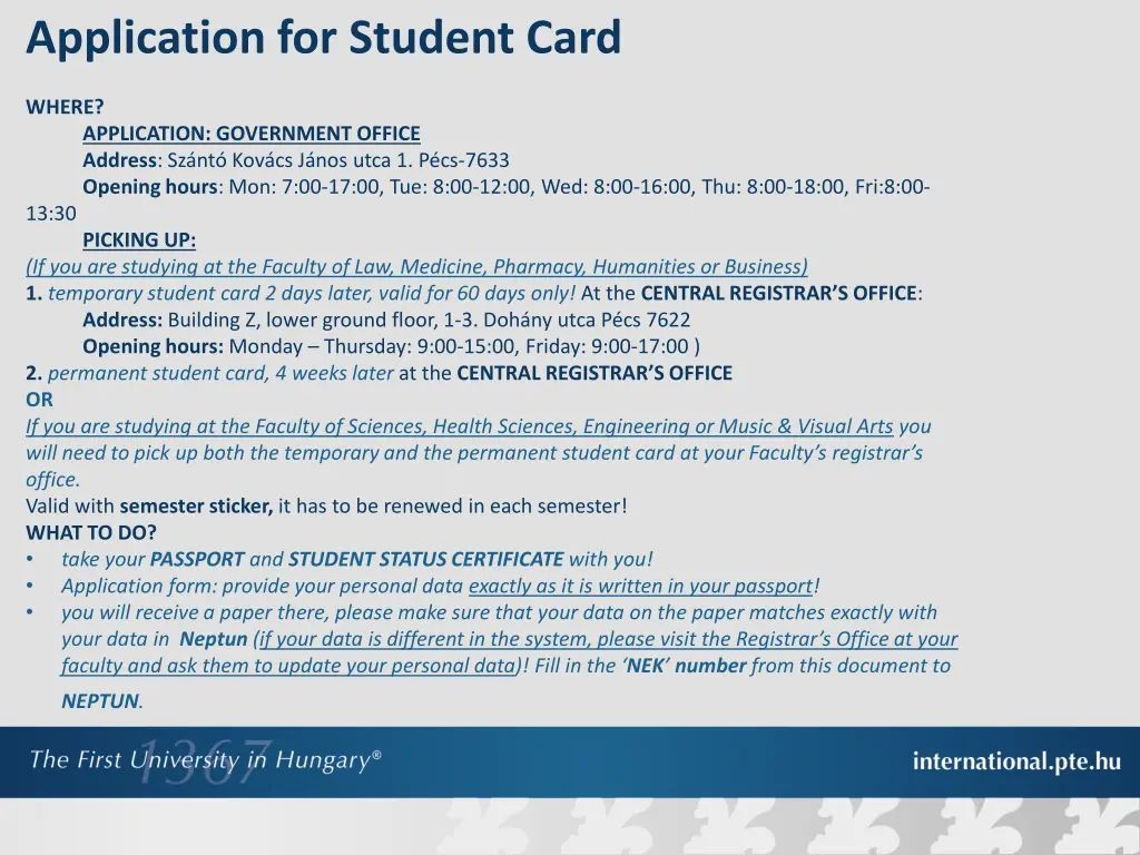 application for student card