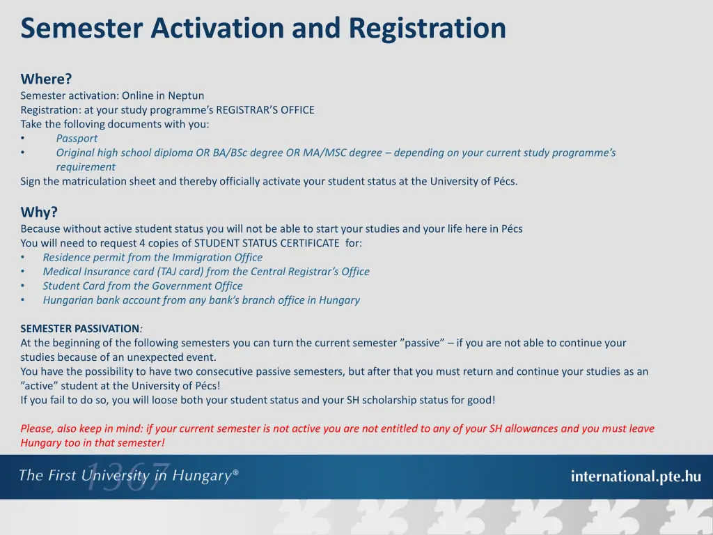 semester activation and registration