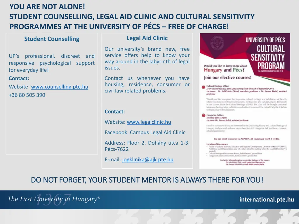 you are not alone student counselling legal