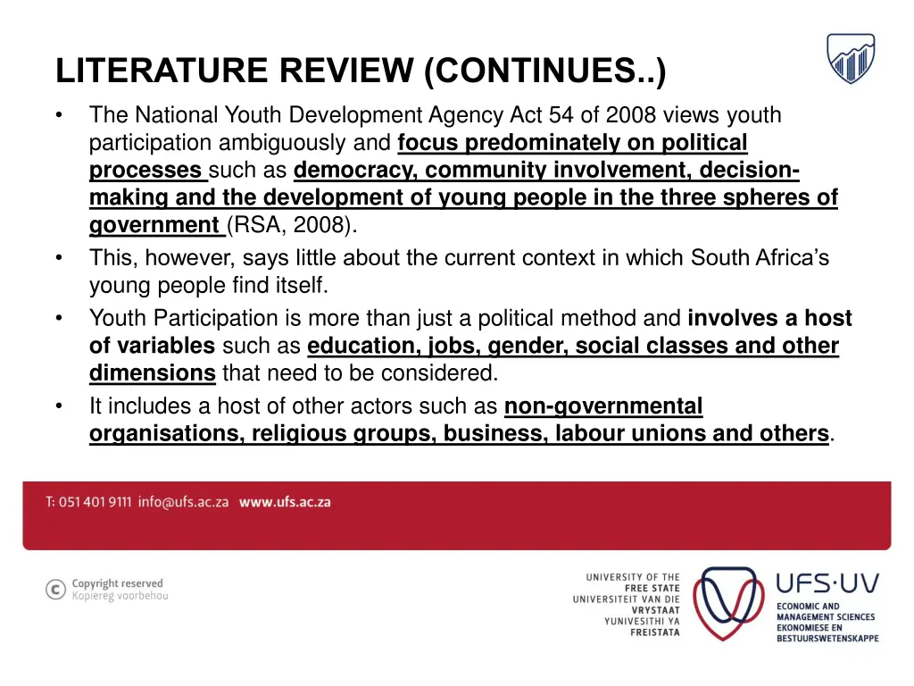 literature review continues the national youth