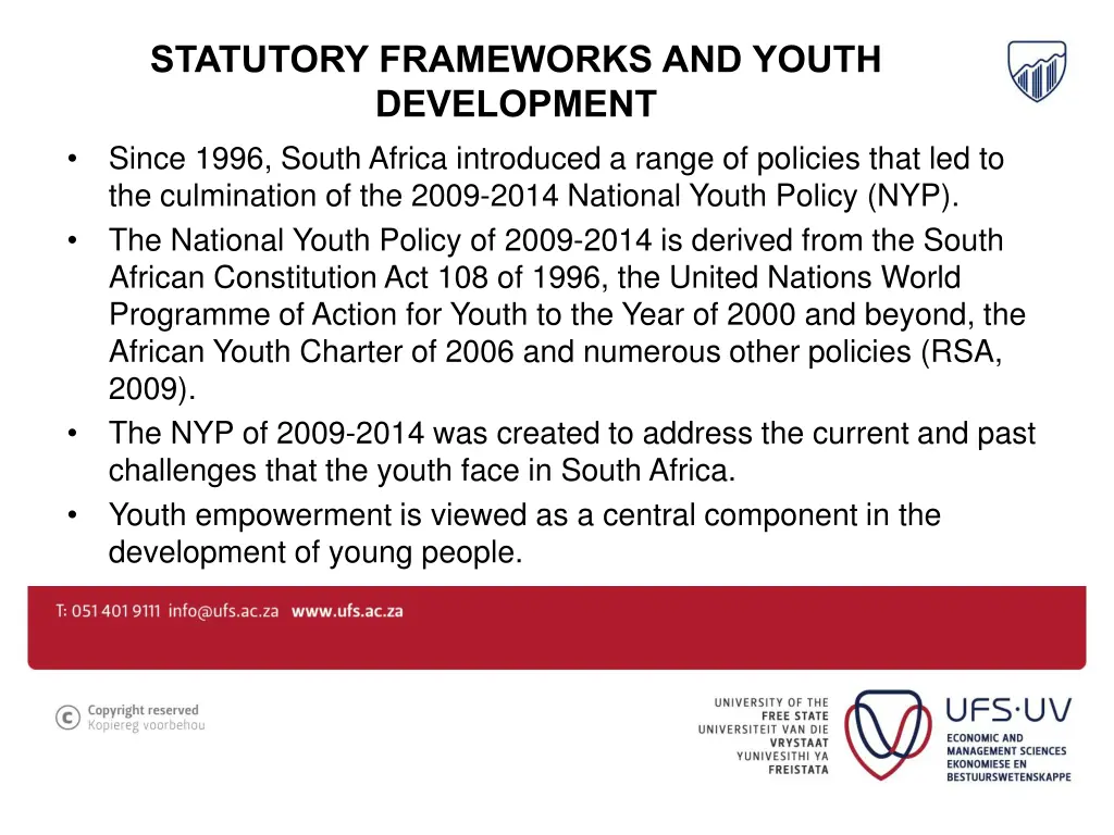 statutory frameworks and youth development since