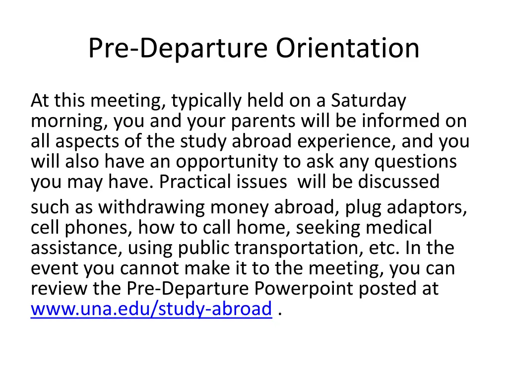 pre departure orientation