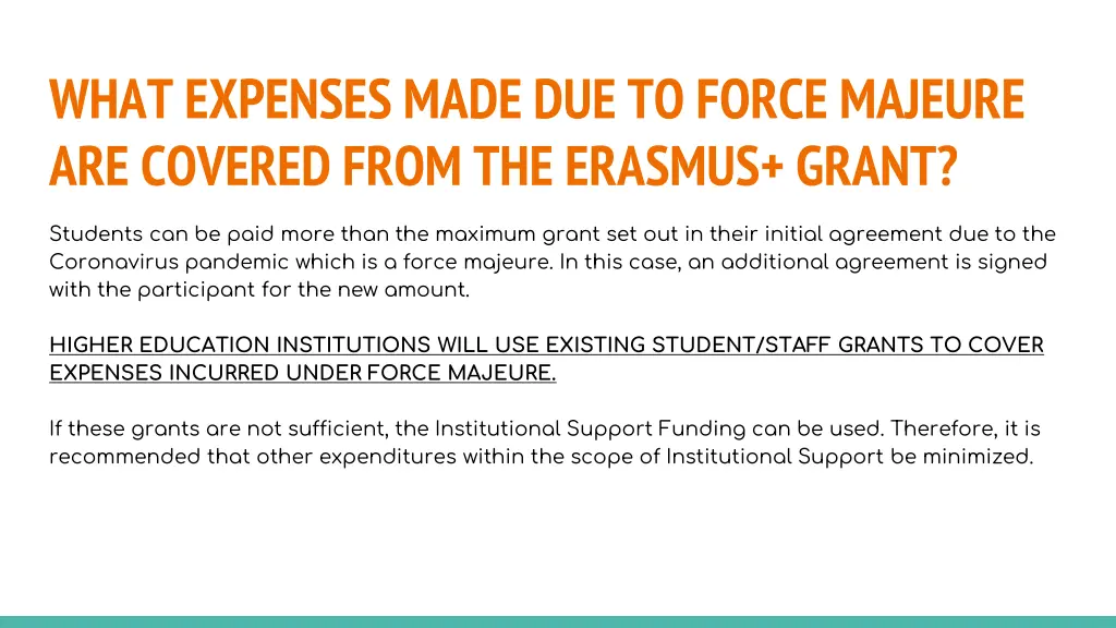 what expenses made due to force majeure 1