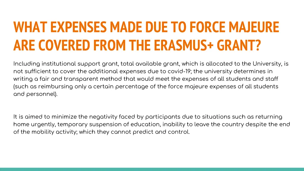 what expenses made due to force majeure 2