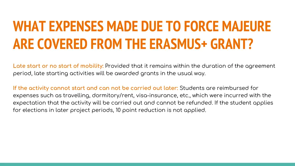 what expenses made due to force majeure 4