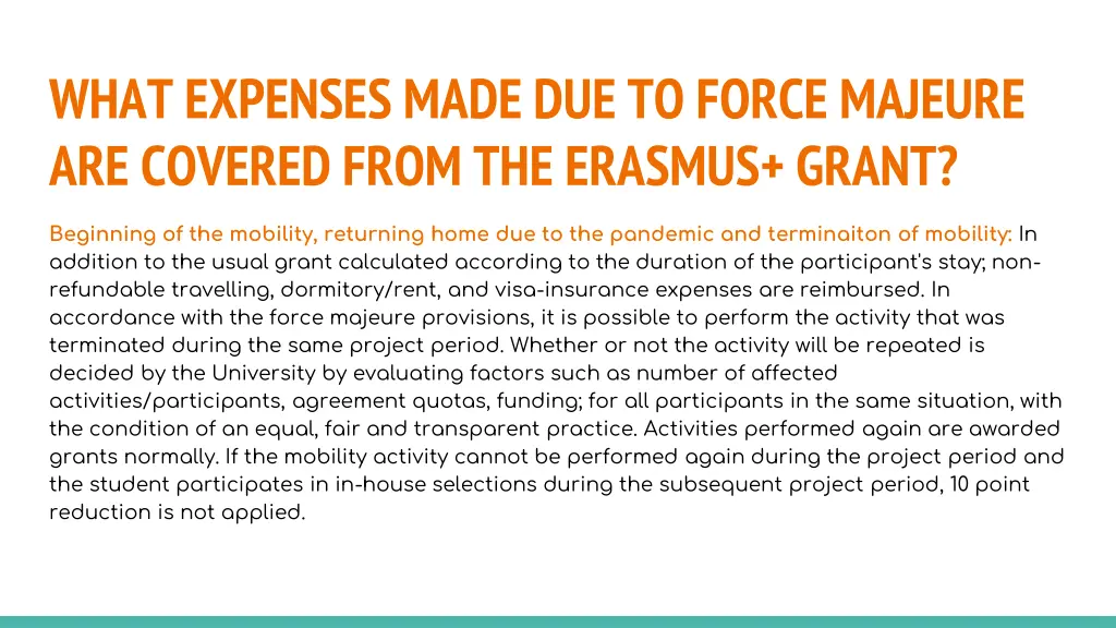 what expenses made due to force majeure 5