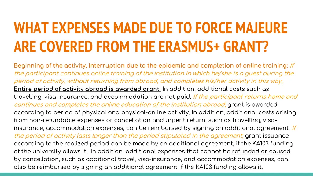 what expenses made due to force majeure 6