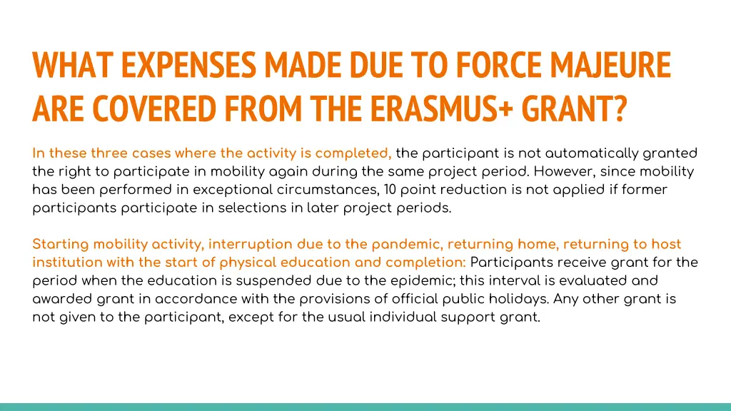 what expenses made due to force majeure 7