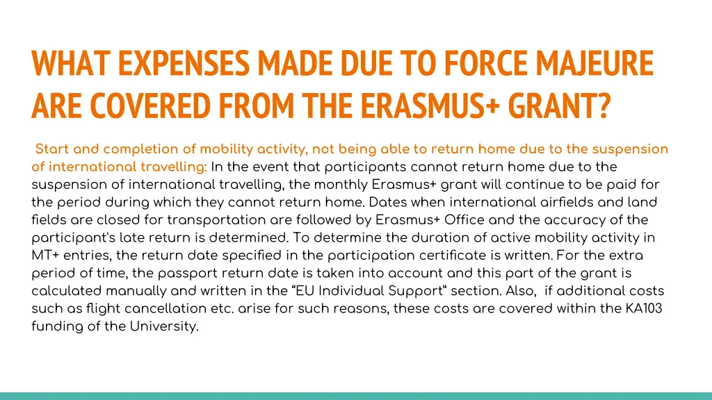 what expenses made due to force majeure 8