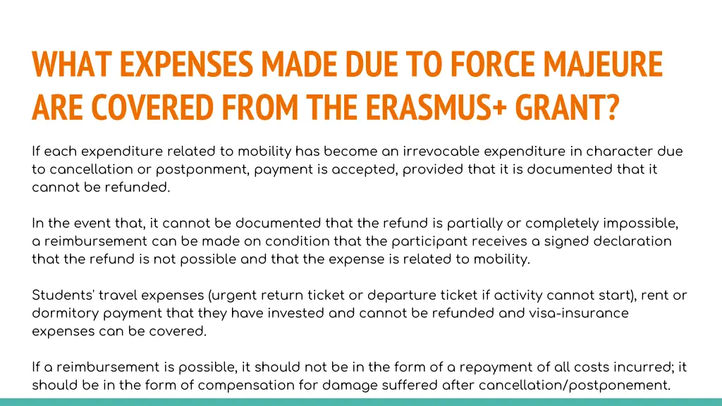 what expenses made due to force majeure