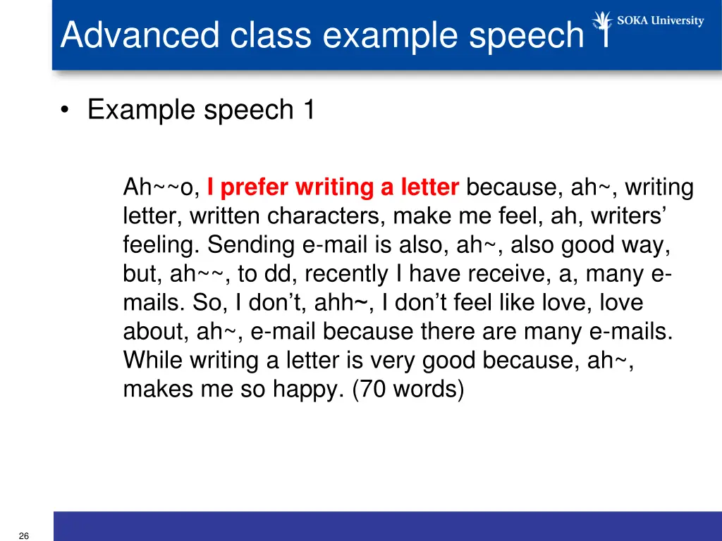 advanced class example speech 1