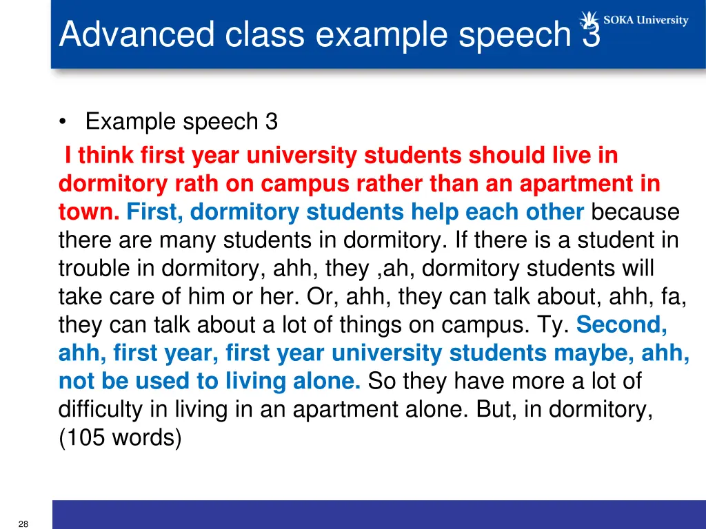 advanced class example speech 3