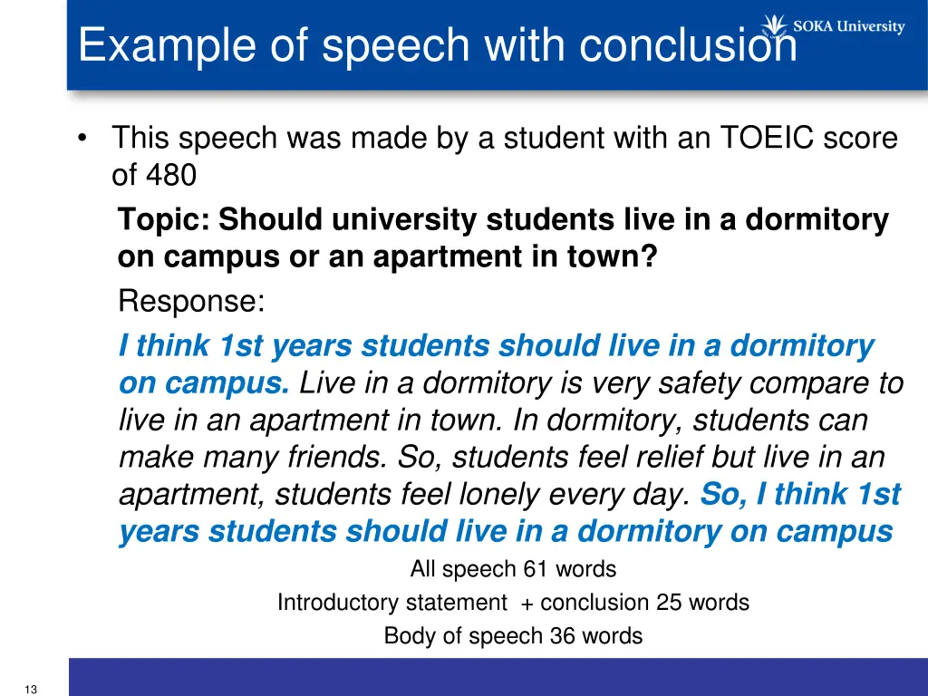 example of speech with conclusion