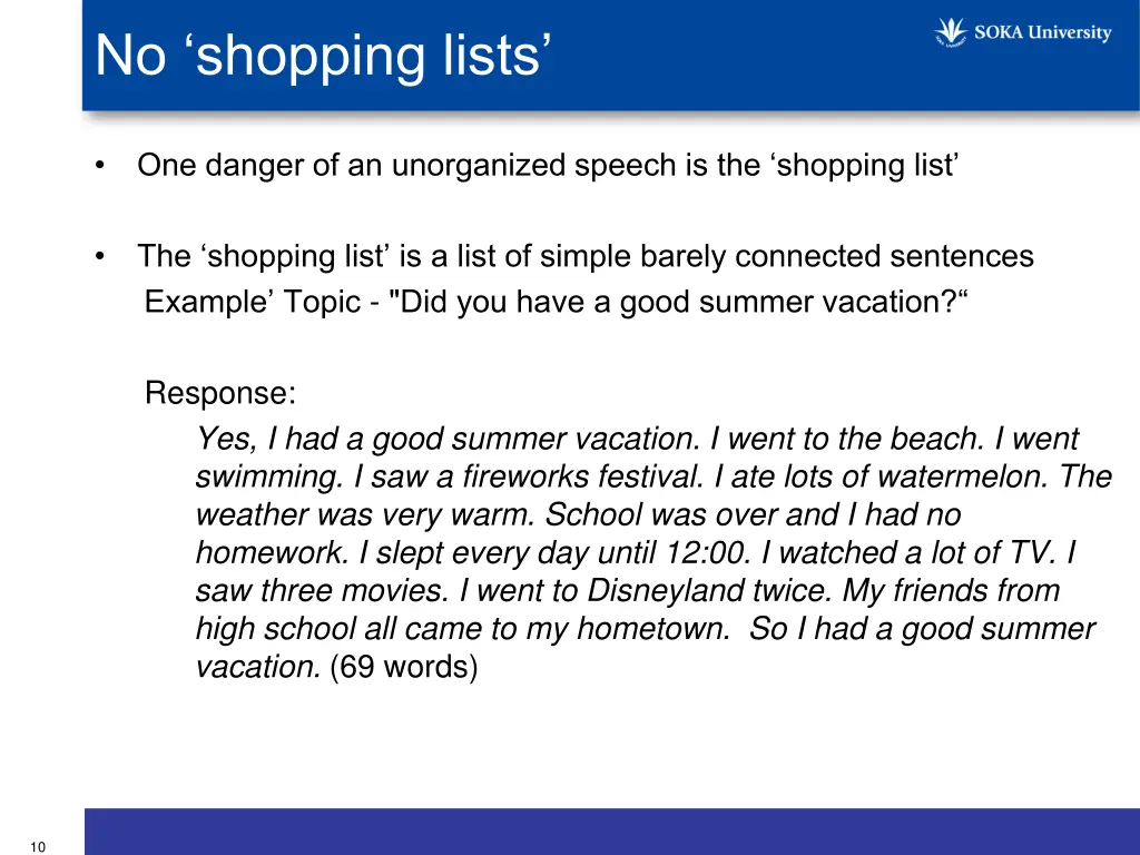 no shopping lists