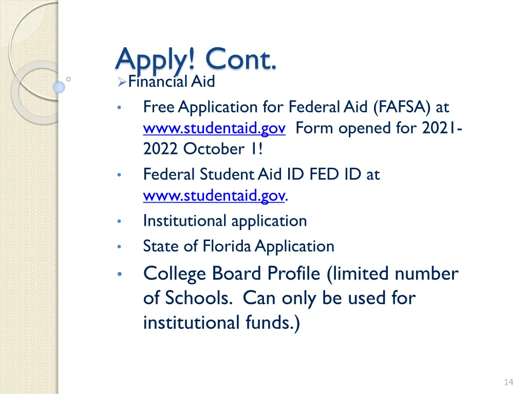 apply cont financial aid free application