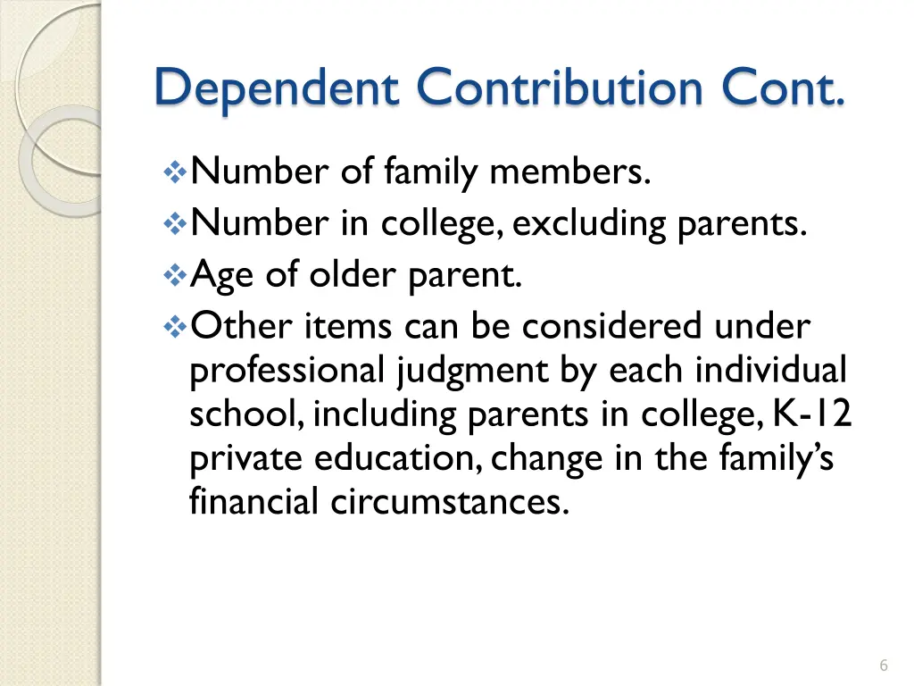 dependent contribution cont