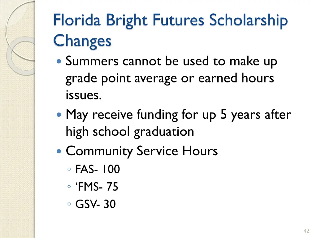 florida bright futures scholarship changes 2