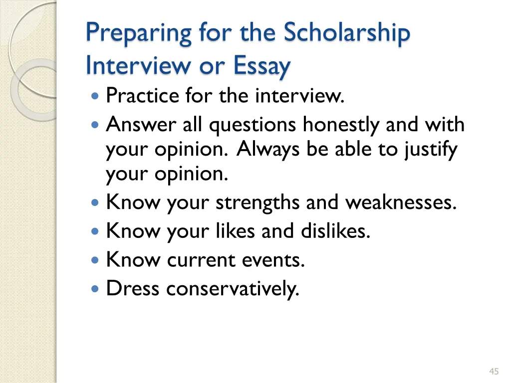 preparing for the scholarship interview or essay 1