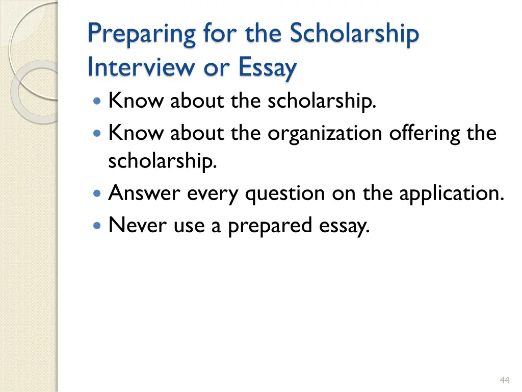 preparing for the scholarship interview or essay