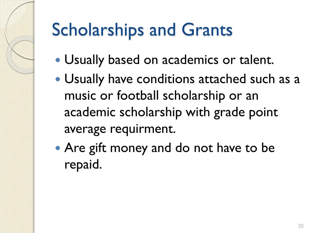 scholarships and grants