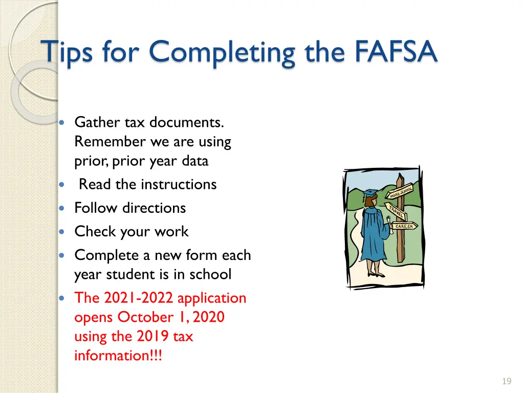 tips for completing the fafsa