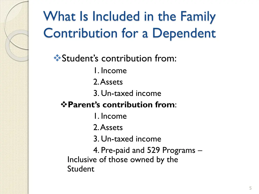 what is included in the family contribution