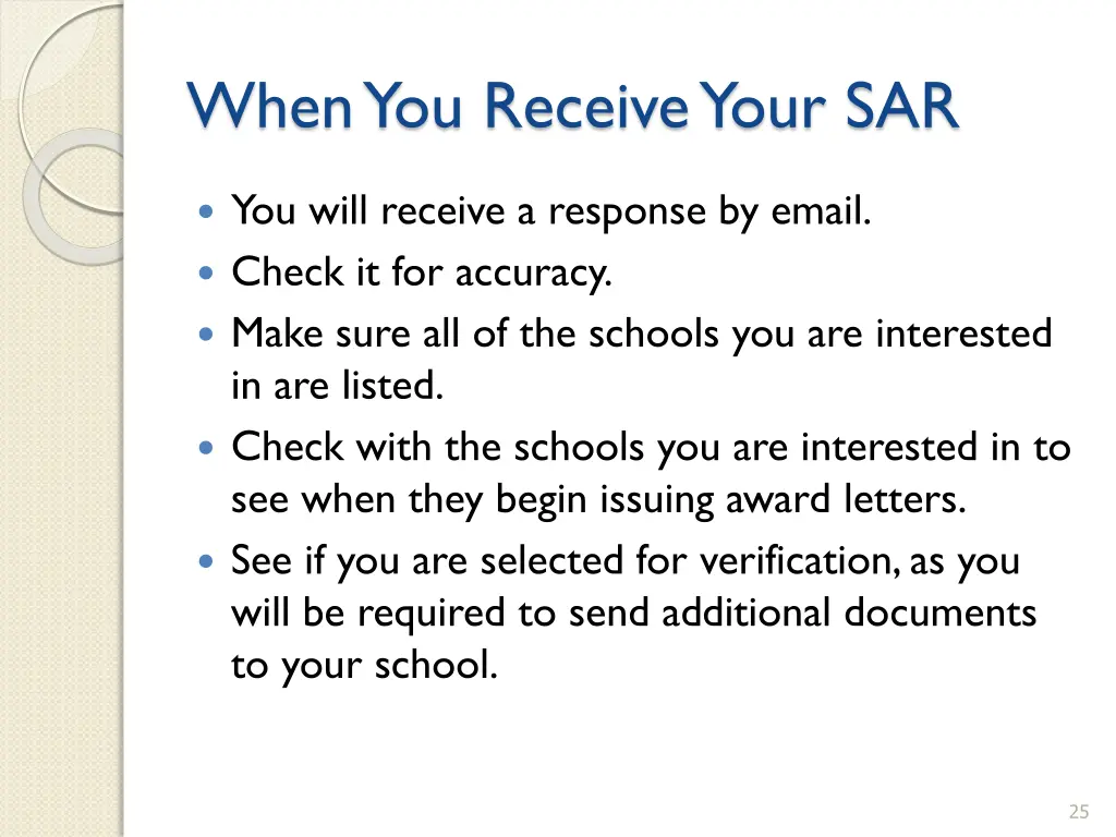 when you receive your sar