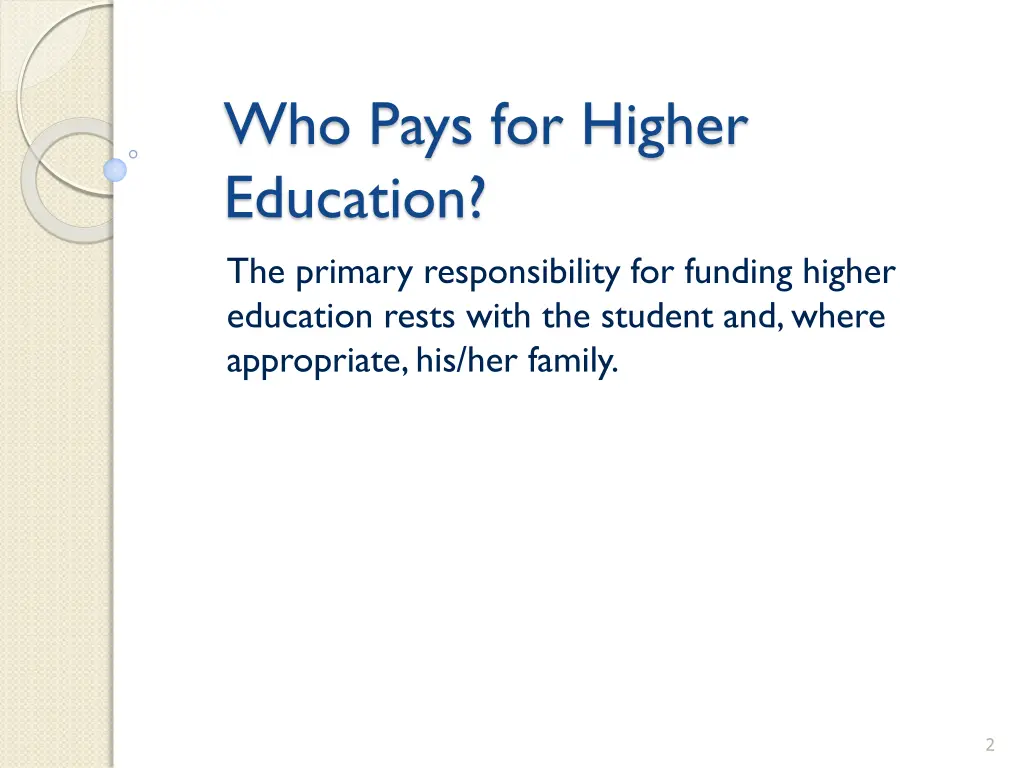 who pays for higher education the primary