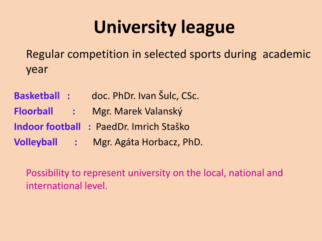 university league