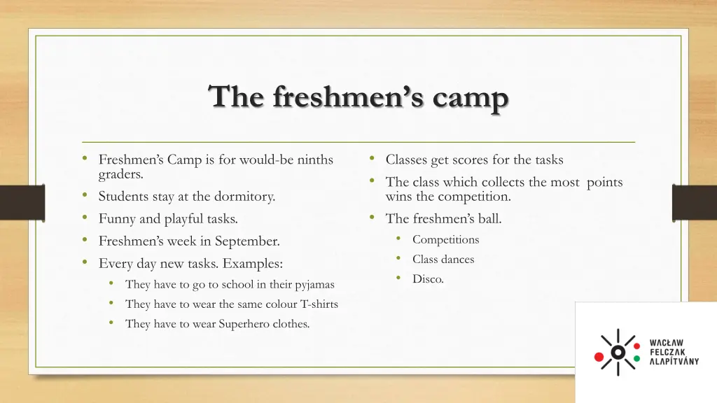 the freshmen s camp